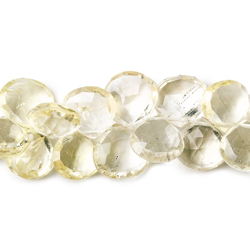 Yellow Scapolite Faceted Heart Briolette Beads AA Grade, 7.5 inch, 10x10x4-11x11x5mm, 46 pieces - Beadsofcambay.com