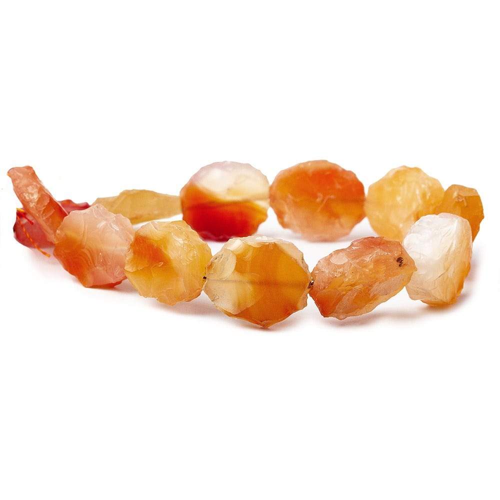 Yellowish Orange Agate Hammer Faceted Oval - Beadsofcambay.com